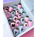 20pcs Pink & Purple Line Chocolate Strawberries Gift Box (Custom Wording)